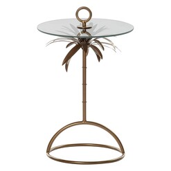 Picture of Arvin Glass Top Side Table Metal Gold Amalfi