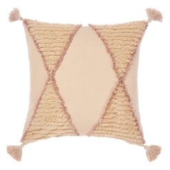 Picture of Asha Diamond Tasselled Cushion in Beige by Linen House