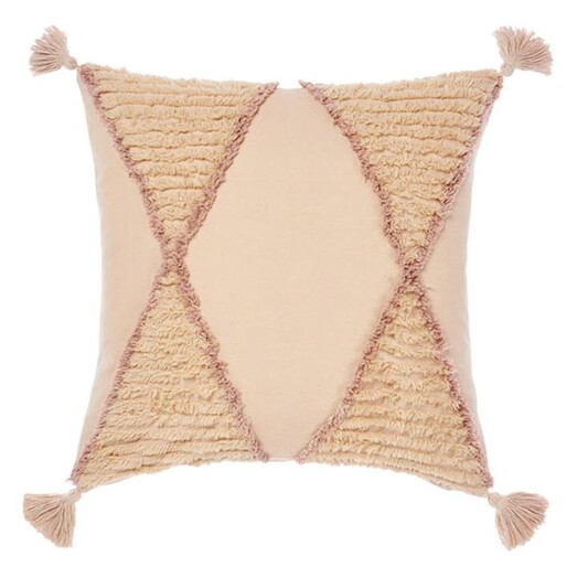 Picture of Asha Diamond Tasselled Cushion in Beige by Linen House Picture of Asha Diamond Tasselled Cushion in Beige by Linen House