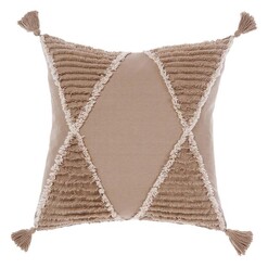 Picture of Asha Diamond Tasselled Cushion in Brown by Linen House