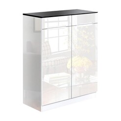 Picture of Aspen White & Black Shoe Cabinet MDF Resort Living