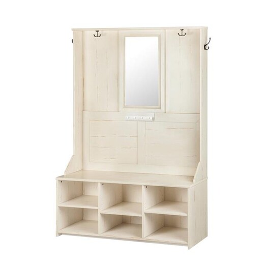 Picture of Aster Antique 6-Shelves Shoe Storage Cabinet Display Hall Tree Coat Rack - Antique White