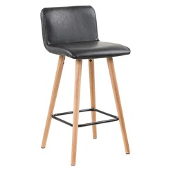 Picture of Astor Bar Stool, Leatherette, Black Faux Leather Life Interiors