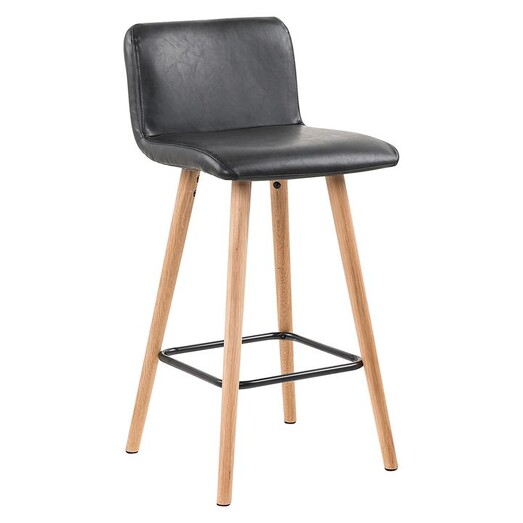 Picture of Astor Bar Stool, Leatherette, Black Faux Leather Life Interiors