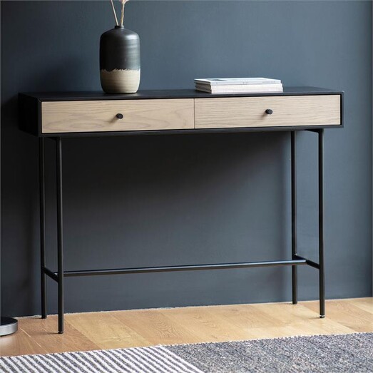Picture of Astor Console Table Oak Natural/Black Castle Road Interiors