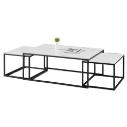 Picture of Astrid Set Of 3 Sintered Stone Nesting Coffee Table - Black & White