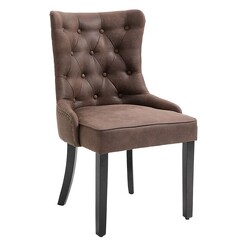 Picture of Atlas Faux Leather Tufted Dining Chair in Brown by HOMESTAR