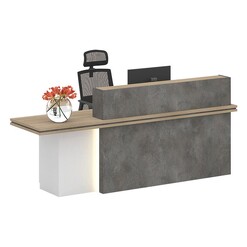 Picture of Ault Reception Desk with Left Panel MDF Carbon Grey/White Iniko