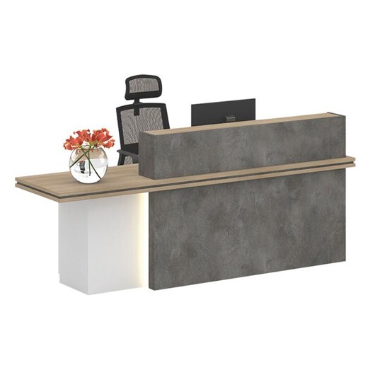 Picture of Ault Reception Desk with Left Panel MDF Carbon Grey/White Iniko