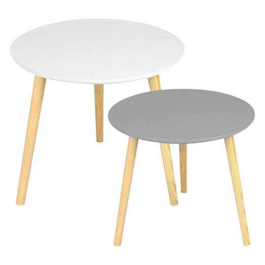 Picture of Aura 2-Piece Round Coffee Table Set, White/Grey, Large MDF Assorted HelloFurniture Picture of Aura 2-Piece Round Coffee Table Set, White/Grey, Large MDF Assorted HelloFurniture