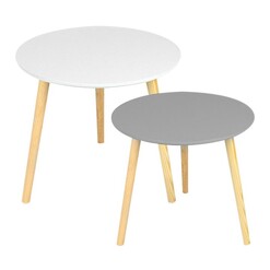 Picture of Aura 2-Piece Round Coffee Table Set, White/Grey, Small MDF Assorted HelloFurniture