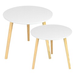 Picture of Aura 2-Piece Round Coffee Table Set, White, Large MDF Assorted HelloFurniture