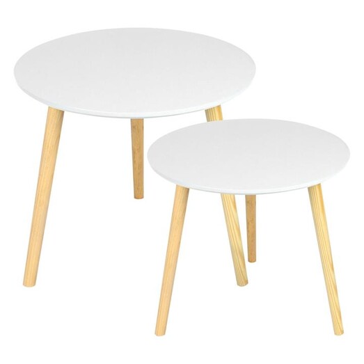 Picture of Aura 2-Piece Round Coffee Table Set, White, Large MDF Assorted HelloFurniture Picture of Aura 2-Piece Round Coffee Table Set, White, Large MDF Assorted HelloFurniture