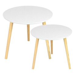 Picture of Aura 2-Piece Round Coffee Table Set, White, Small MDF Assorted HelloFurniture