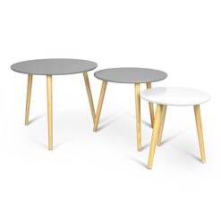 Picture of Aura 3-Piece Round Coffee Table Set, Grey/White MDF White/Grey HelloFurniture