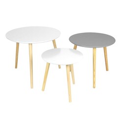 Picture of Aura 3-Piece Round Coffee Table Set, White/Grey MDF HelloFurniture