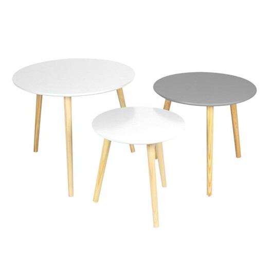 Picture of Aura 3-Piece Round Coffee Table Set, White/Grey MDF HelloFurniture