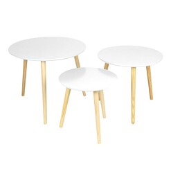 Picture of Aura 3-Piece Round Coffee Table Set, White MDF Assorted HelloFurniture