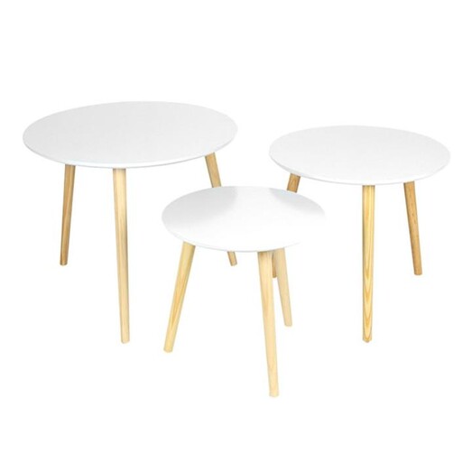 Picture of Aura 3-Piece Round Coffee Table Set, White MDF Assorted HelloFurniture