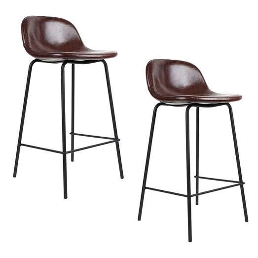 Picture of Austin Set of 2 Upholstered Bar Stools Faux Leather Brown HOMESTAR