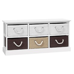 Picture of Austin Timber Storage Bench Wood White/Black/Brown Resort Living