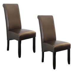 Picture of Ava Faux Leather Dining Chair, Brown (Set of 2) Dover Mason