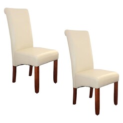 Picture of Ava Faux Leather Dining Chair, Ivory (Set of 2) Ivory/Chestnut Dover Mason