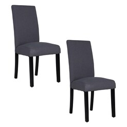 Picture of Avalon Set of 2 Upholstered Dining Chairs with Black Legs in Dark Grey by Dover Mason