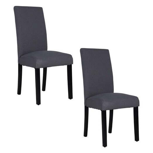 Picture of Avalon Set of 2 Upholstered Dining Chairs with Black Legs in Dark Grey by Dover Mason