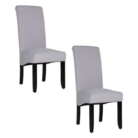 Picture of Avalon Set of 2 Upholstered Dining Chairs with Black Legs in Grey by Dover Mason