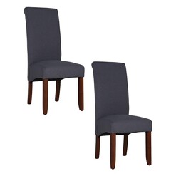 Picture of Avalon Set of 2 Upholstered Dining Chairs with Chestnut Legs in Dark Grey by Dover Mason