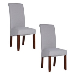 Picture of Avalon Set of 2 Upholstered Dining Chairs with Chestnut Legs in Grey by Dover Mason