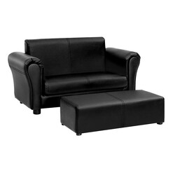 Picture of Ayres Kids Sofa & Ottoman Faux Leather Black Big Fun Club