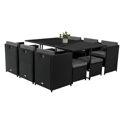 Picture of Bali 11 Piece Outdoor Dining Set, Black Wicker Dreamo Living Picture of Bali 11 Piece Outdoor Dining Set, Black Wicker Dreamo Living