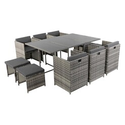 Picture of Bali 11 Piece Outdoor Dining Set in Grey by Dreamo Living