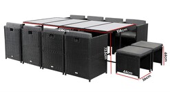 Picture of Bali 13-Piece Outdoor Dining Set in Black by Dreamo Living