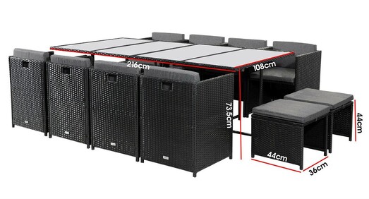 Picture of Bali 13-Piece Outdoor Dining Set in Black by Dreamo Living Picture of Bali 13-Piece Outdoor Dining Set in Black by Dreamo Living