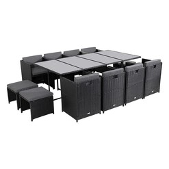 Picture of Bali 13-Piece Outdoor Dining Set Polyethylene Black/Grey Dreamo Living