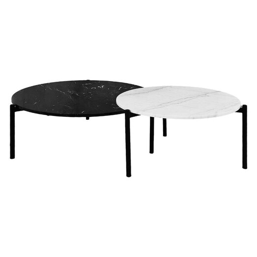 Picture of Bali 2-Piece Nested Round Marble Coffee & Side Table Set Black/White HOMESTAR