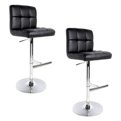 Picture of Balme Bar Stool, PU Leather, Black (Set of 2) Faux Leather Resort Living