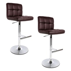 Picture of Balme Bar Stool, PU Leather, Chocolate (Set of 2) Faux Leather Resort Living