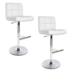 Picture of Balme Bar Stool, PU Leather, White (Set of 2) Faux Leather Resort Living