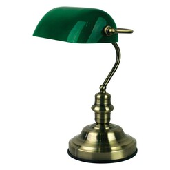 Picture of Bankers Table Lamp with Switch in Antique Brass by Oriel Lighting