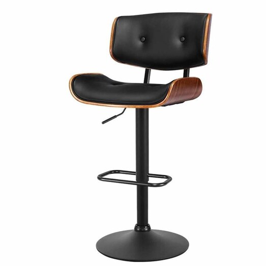 Picture of Bar Stool Gas Lift Wooden PU Leather - Black and Wood Picture of Bar Stool Gas Lift Wooden PU Leather - Black and Wood