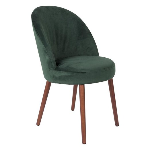 Picture of Barbara Faux Velvet Dining Chair in Green by Dutchbone