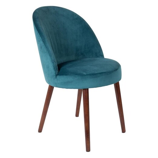 Picture of Barbara Faux Velvet Dining Chair in Sky Blue by Dutchbone