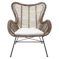 Picture of Barcelona Rattan Wingback Armchair, Natural Natural/Brown Florabelle