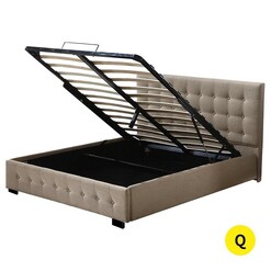 Picture of Bed Frame Base With Gas Lift Queen Size Platform Fabric