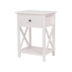 Picture of Bedside Nightstand End Lamp Side Wood Table With Drawer White