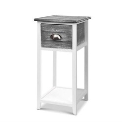 Picture of Bedside Table Nightstand Drawer Storage Cabinet Lamp Side Shelf Unit Grey